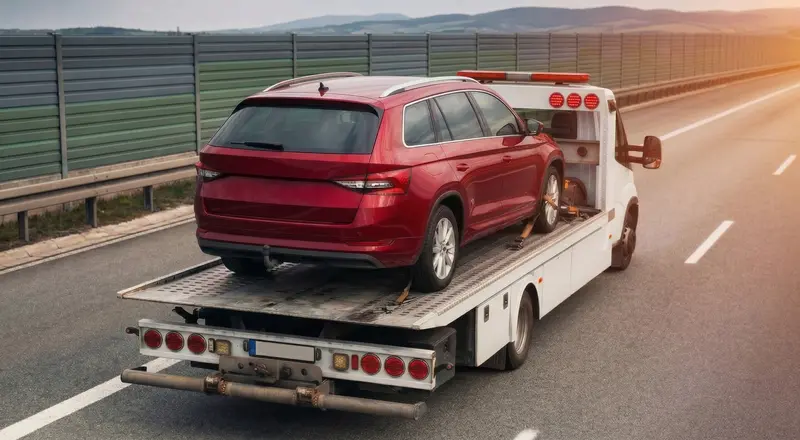 Guincho para carros em Lages – carro sendo carregado em plataforma